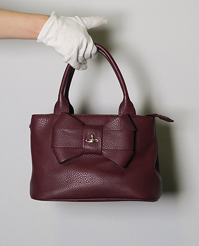 Orb Bow Tote, &pound;100, Handbags, Red, Leather, Front view
